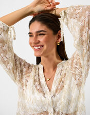 Crochet Beach Shirt, White (WHITE), large