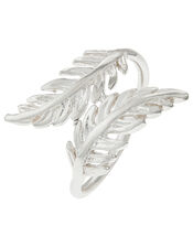 Sterling Silver Feather Wrap Ring, Silver (ST SILVER), large