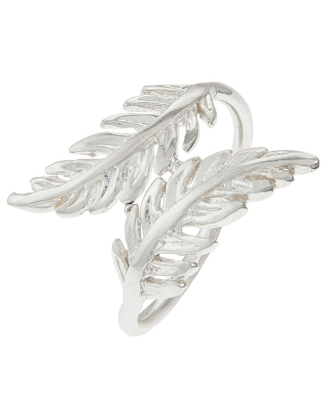 Sterling Silver Feather Wrap Ring, Silver (ST SILVER), large
