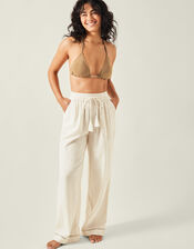 Wide Leg Beach Trousers, Camel (BEIGE), large