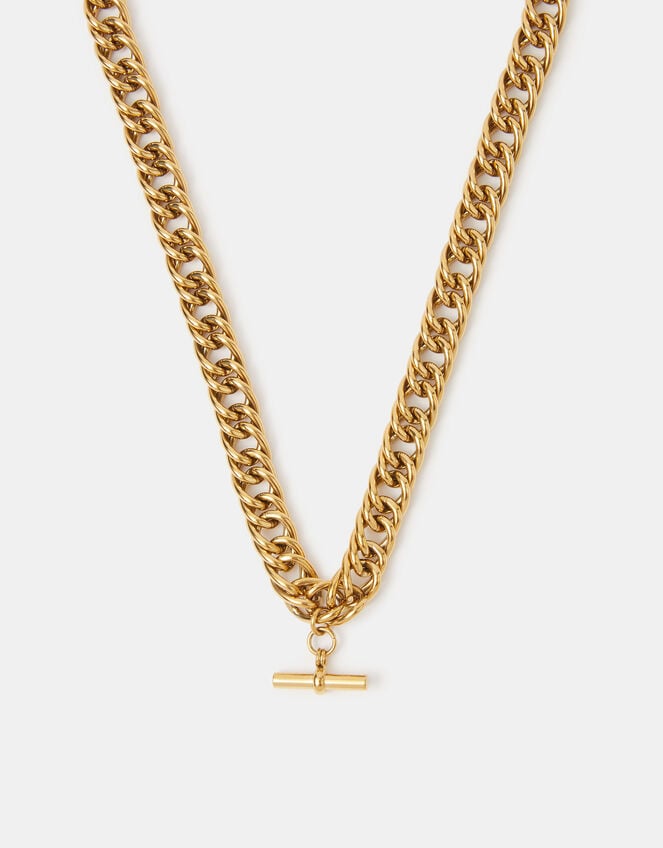 Stainless Steel Chunky T-Bar Necklace, , large