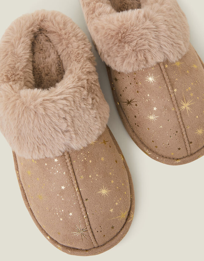 Foil Star Mule Slippers, Natural (NATURAL), large