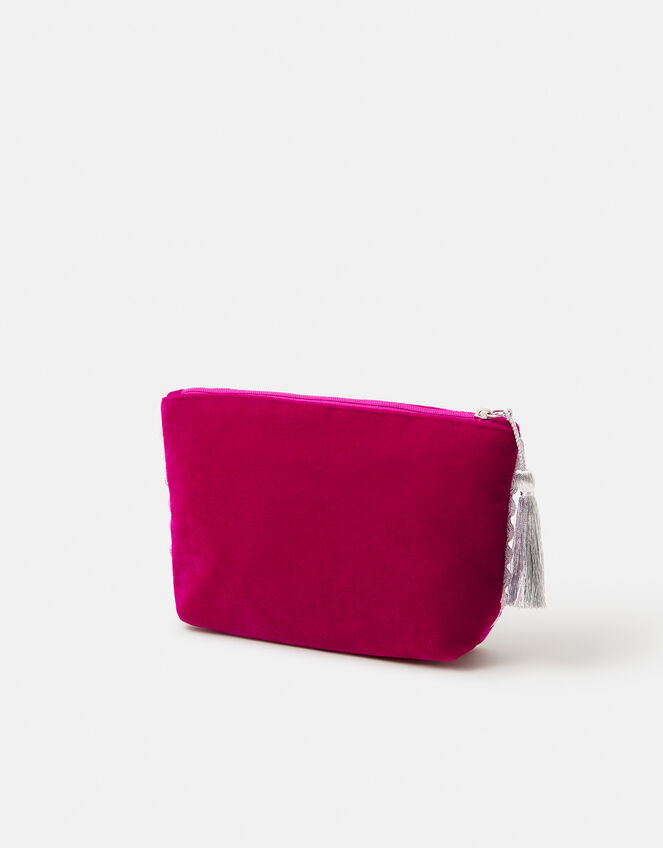 Sequin Bow Velvet Pouch, , large
