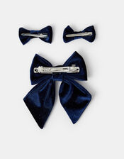3-Pack Girls Velvet Bow Hair Clips, , large