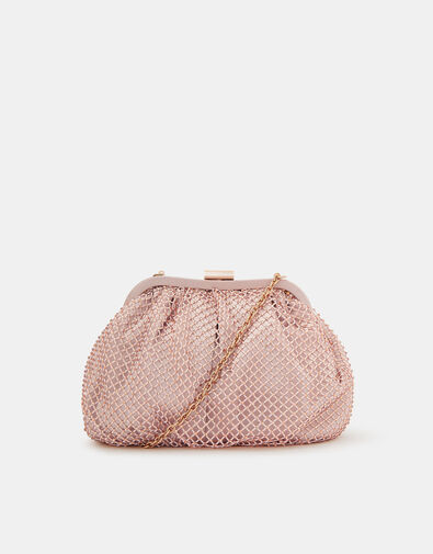 Sequin Clip Frame Clutch Bag, Pink (PALE PINK), large