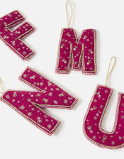 Embellished Initial Hanging Decoration, Pink (FUCHSIA), large