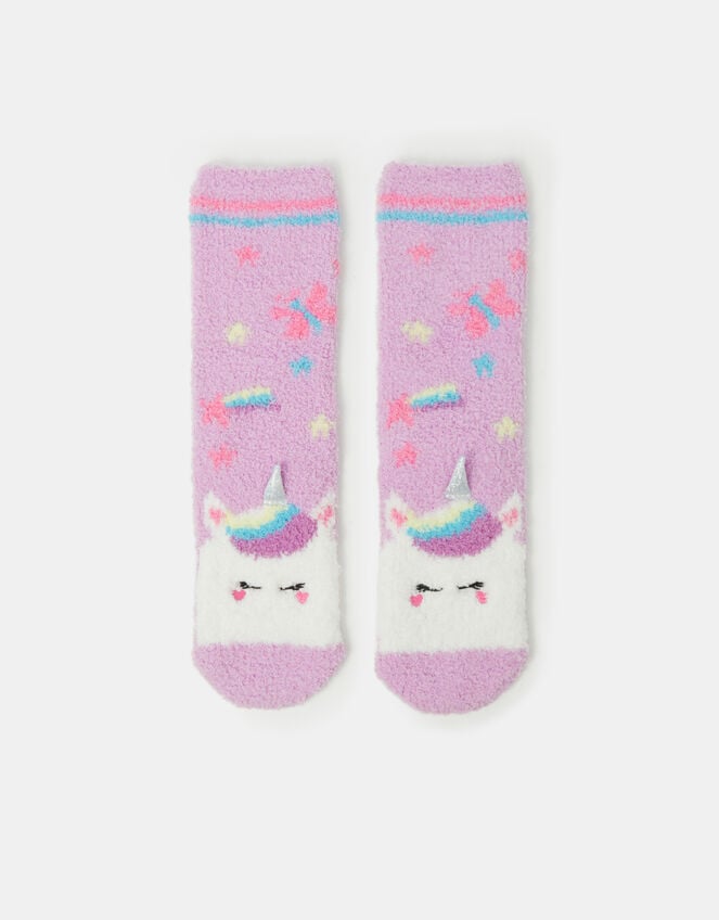 Girls Unicorn Bed Socks, Purple (LILAC), large