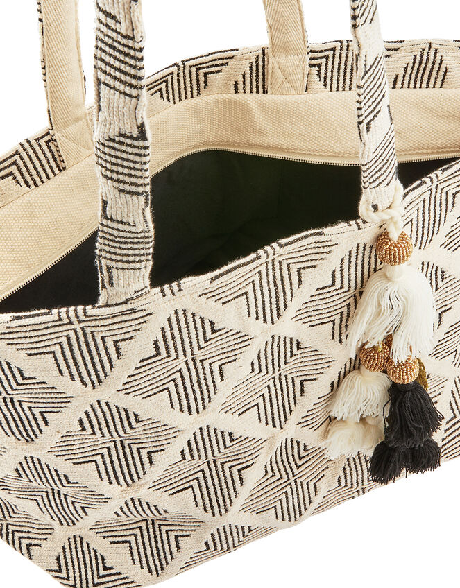 Geo Woven Beach Tote Bag, , large