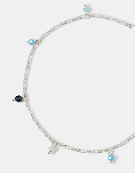 Sterling Silver-Plated Beaded Anklet, , large