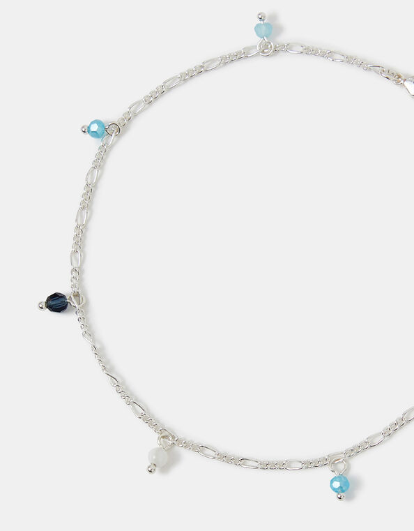 Sterling Silver-Plated Beaded Anklet, , large