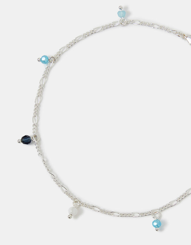 Sterling Silver-Plated Beaded Anklet, , large