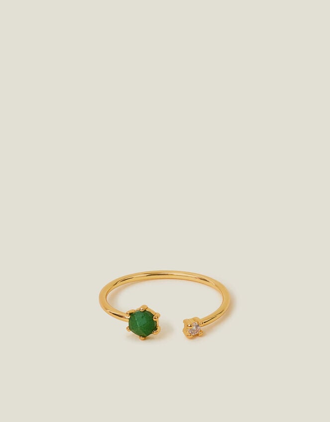14ct Gold-Plated Adjustable Birthstone Ring, Gold (GOLD), large