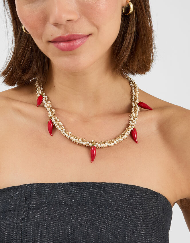 Statement Chilli Bead Necklace, , large