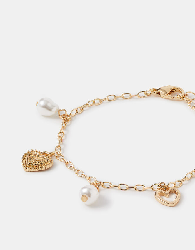Heart & Pearl Charm Bracelet, , large