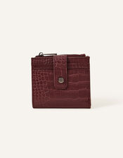 Faux Croc Zip Cardholder, Red (BURGUNDY), large