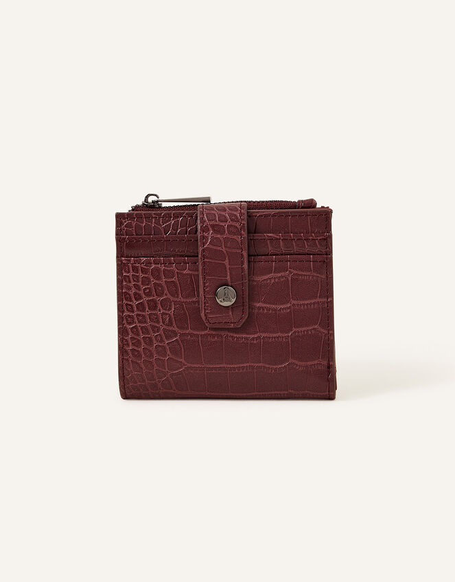 Faux Croc Zip Cardholder, Red (BURGUNDY), large