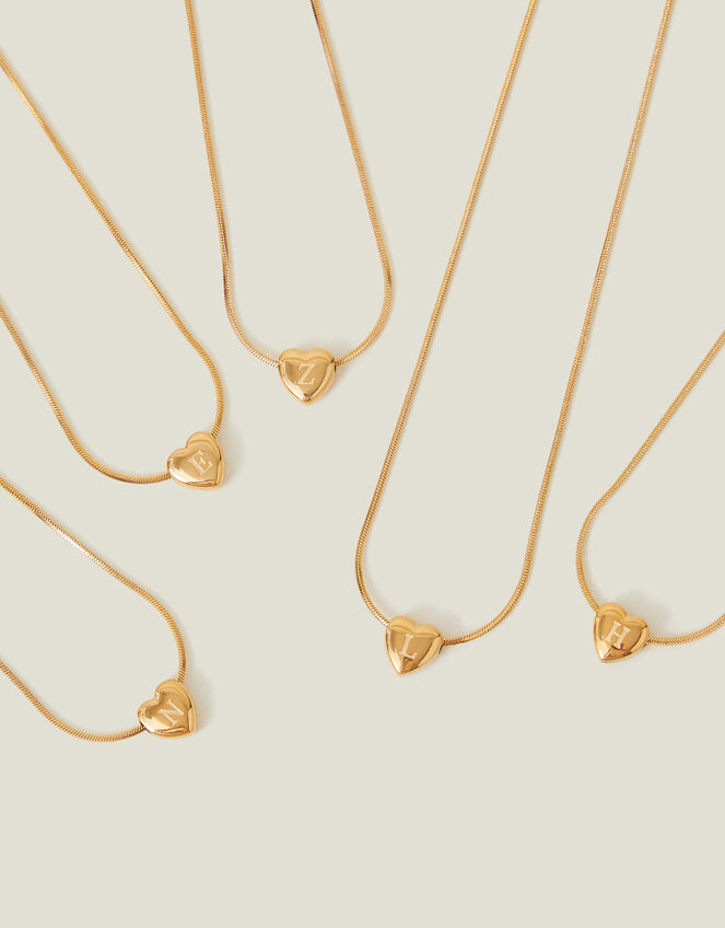 14ct Gold-Plated Stainless Steel Initial Heart Necklace, Gold (GOLD), large