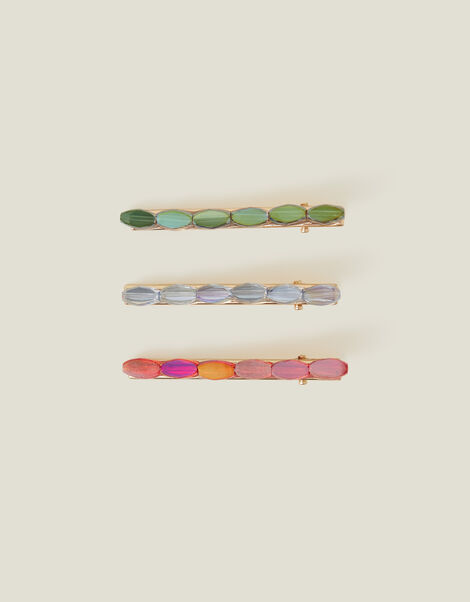Oval Gem Hair Clips Set of Three, , large