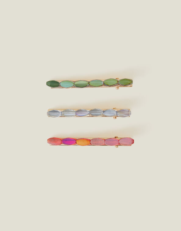 Oval Gem Hair Clips Set of Three, , large
