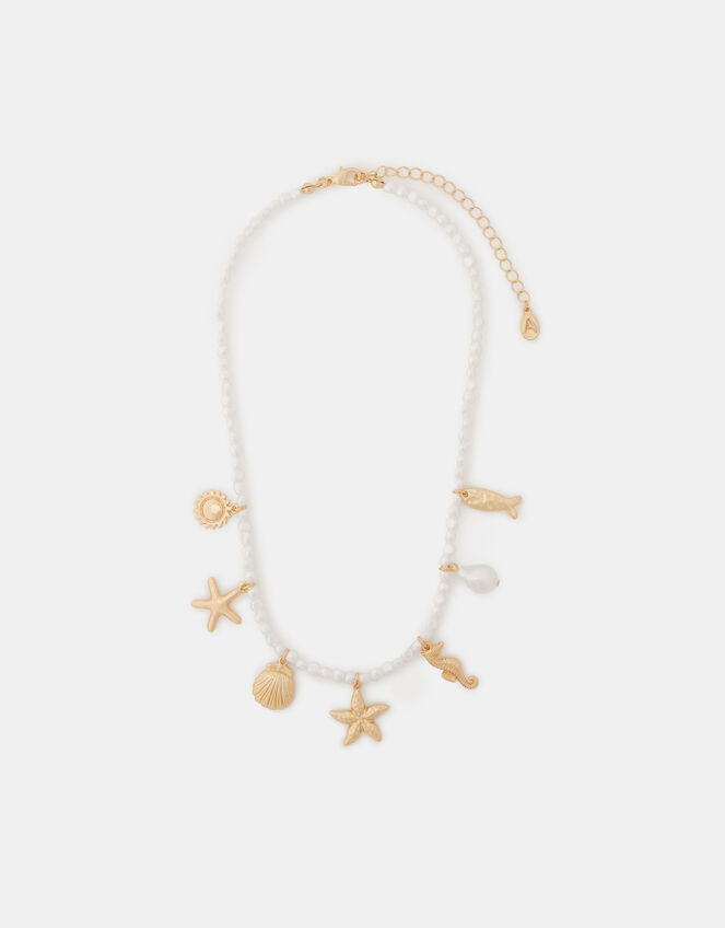 Starfish Charm Pearl Necklace, , large