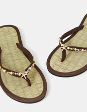 Sparkle Starfish Seagrass Flip Flops, Brown (BROWN), large