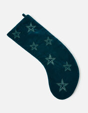 Star Embroidered Velvet Stocking , Teal (TEAL), large