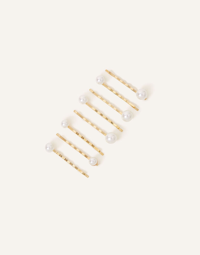 Simple Pearl Hair Slides 8 Pack, , large