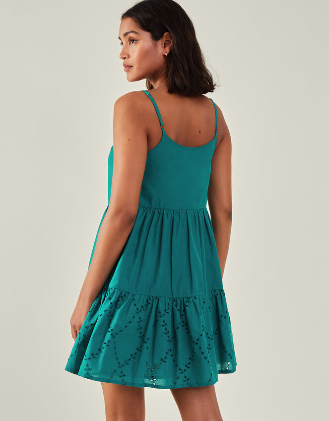 Tiered Broderie Beach Dress, Teal (TEAL), large