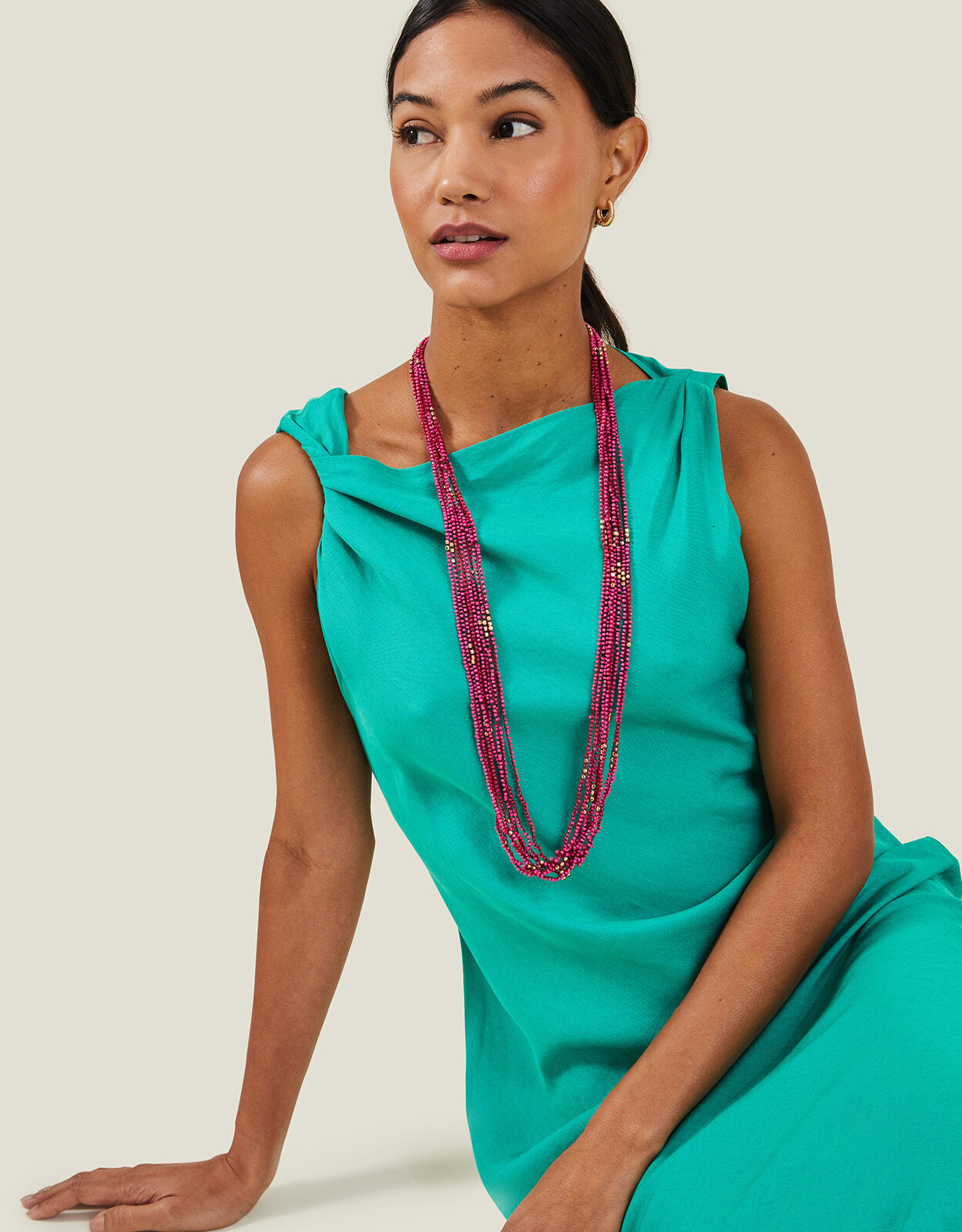Womens large bead necklace clearance