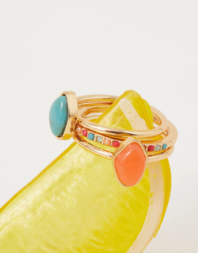 Gemstone Rings Set of Three, Multi (PASTEL-MULTI), large