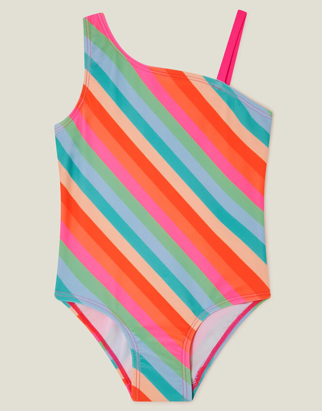 Girls Stripe Swimsuit, Multi (BRIGHTS MULTI), large