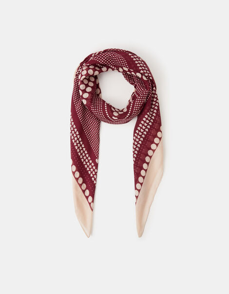 Large Polka Dot Heart Satin Scarf, , large