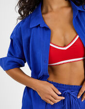 Long Sleeve Beach Cover Up Shirt, Blue (COBALT), large