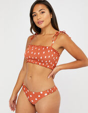 Polka Dot Bikini Top with Recycled Polyester, Brown (BROWN), large