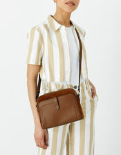 Sarah Leather Cross-Body Bag, Tan (TAN), large