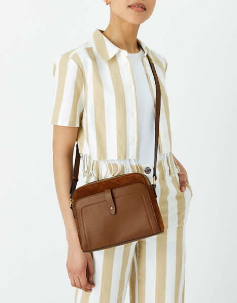 Sarah Leather Cross-Body Bag Tan, Tan (TAN), large
