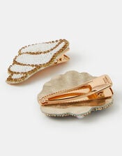 2-Pack Beaded Shell Hair Clips , , large
