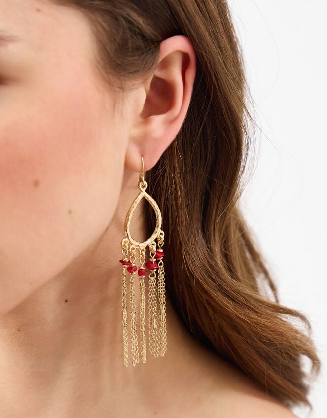 Teardrop Tassel Drop Earrings, , large