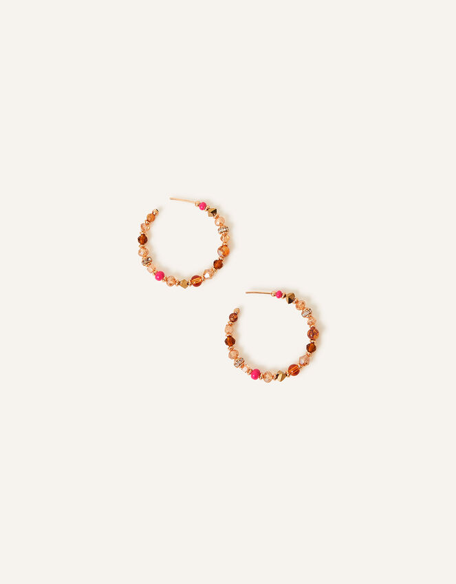 Small Beaded Hoop Earrings, , large