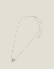 Sterling Silver-Plated Puff Heart Pendant, , large