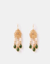 Filigree Beaded Drop Earrings, , large