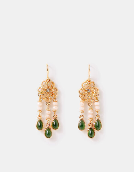 Filigree Beaded Drop Earrings, , large