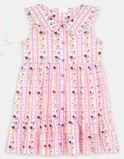 Girls Sleeveless Floral Print Dress, Multi (BRIGHTS MULTI), large