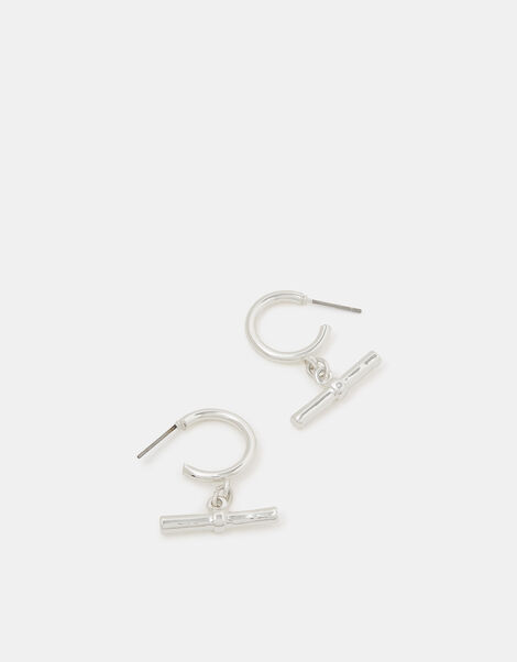 T-Bar Charm Hoop Earrings, , large