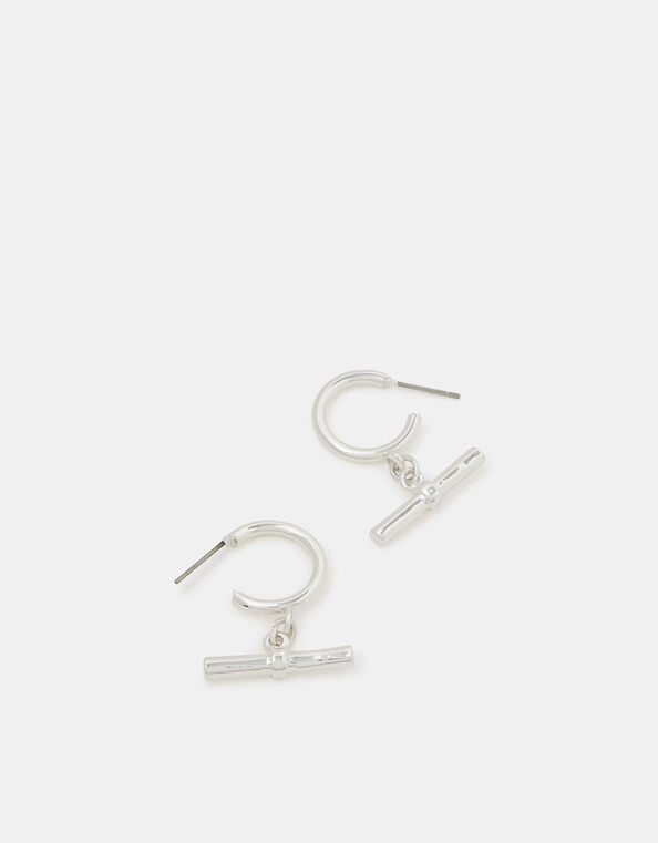 T-Bar Charm Hoop Earrings, , large