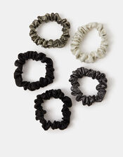 5-Pack Skinny Metallic Hair Scrunchies, , large