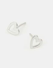Sterling Silver Cut Out Heart Earrings, , large