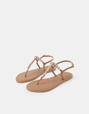 Cluster Jewel Strap Sandals, Tan (TAN), large