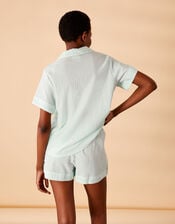 Seersucker Stripe Shorts Pyjama Set, Green (MINT), large