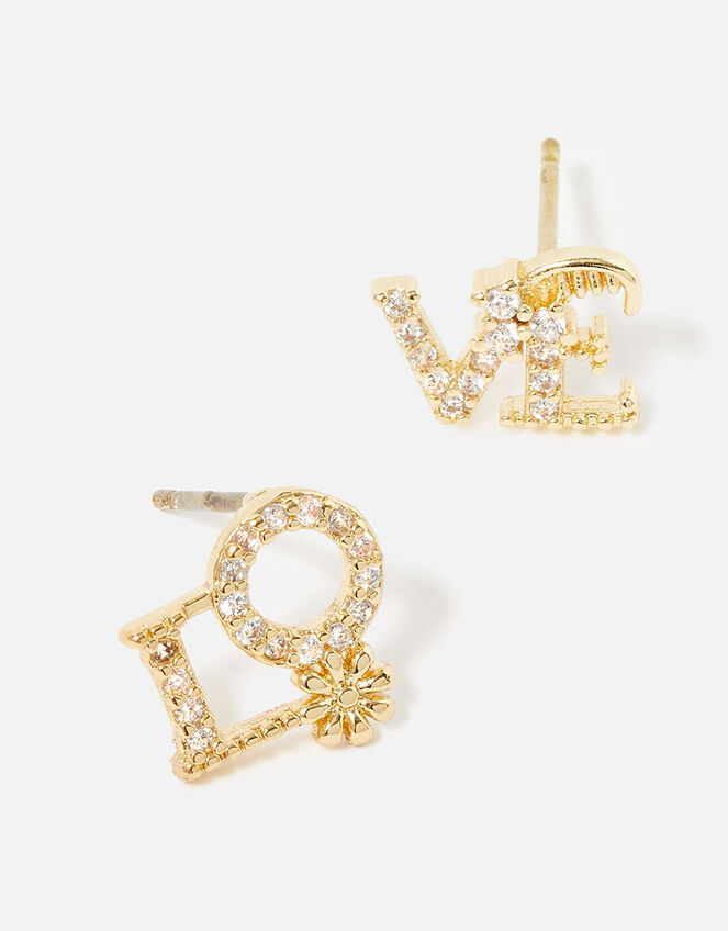 GOLD LOVE STUD EARRINGS main image 1